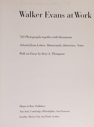 Walker Evans At Work