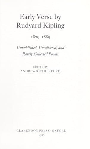 Early Verse by Rudyard Kipling, 1879-1889