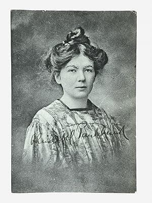 Photographic portrait postcard signed by Christabel Pankhurst (1880-1958)